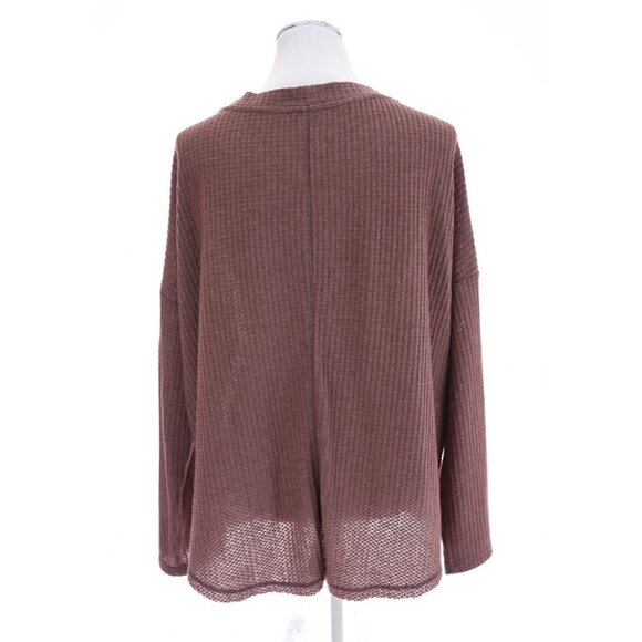 Umgee Womens Sz 1XL Fleece Waffle Knit Button Front Cardigan Sweater Berry Pink - Picture 7 of 8